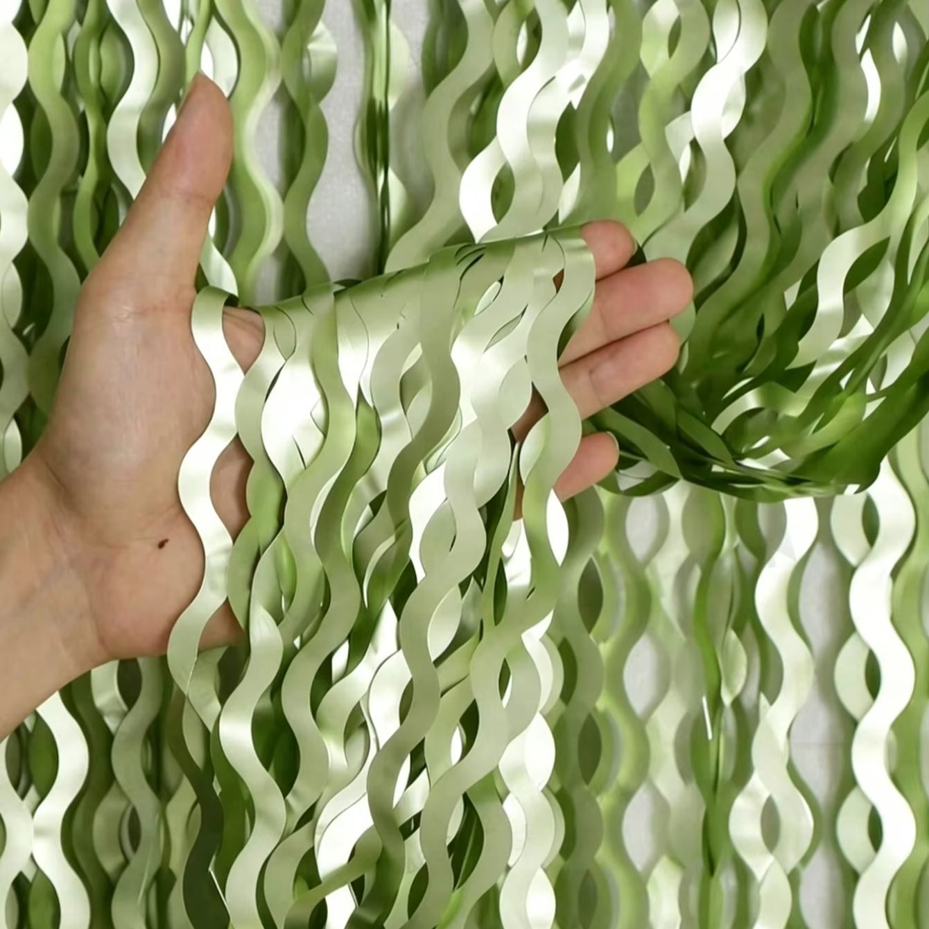 Tinsel Garland Decoration - 2PCS Tirai Rumbai Foil Bergelombang Warna