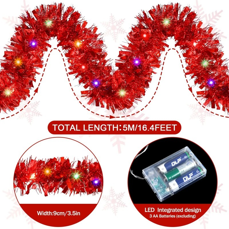 Lampu Natal Bertenaga Baterai  - Tinsel Garland Decoration ulasan dan harga