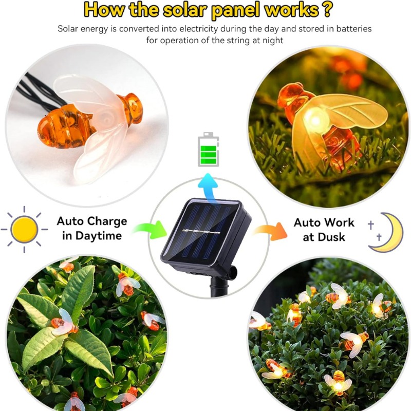 Lampu String Solar Bee 7m 50 L - Christmas Lights Outdoor ulasan dan harga